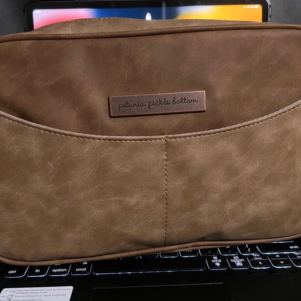 Petunia Pickle Bottom Tan Faux Leather Diaper Clutch